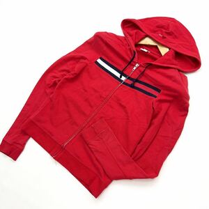 トミーヒルフィガー ☆ TOMMY HILFIGER タイトフィット◎ レディース スウェット ジップアップ パーカー レッド S ストリート 古着■S966