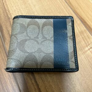 【G14】COACH コーチ 二つ折り財布 シグネチャー ジャンク品