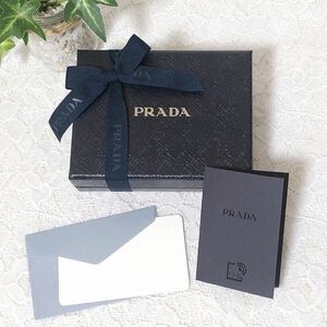 プラダ「PRADA」小物用空箱 (4414) 正規品 付属品 12×9×4cm コインケースサイズ ネイビー しおり・薄紙・保護不織布あり 