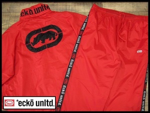 送無 LL 新品 ecko unltd. エコー アンリミテッド ロゴ ライン 裏メッシュ ナイロン ジャケット パンツ セットアップ Y2K ヤンキー 不良 赤