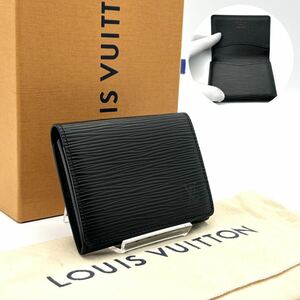 ほぼ未使用◆LOUIS VUITTON ルイヴィトン エピ アンヴェロップ 名刺入れ カードケース 二つ折り財布 ミニ財布 ノワール メンズ レディース