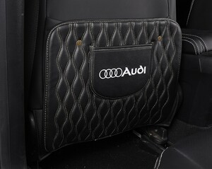 数量限定品　高級　　AUDI　ブラック　キズ汚れ防止パッド　リアシートキックパッドレザー　２点セット