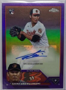 藤浪晋太郎 2023 Topps Chrome Update Purple Refractor Auto 直筆サイン 250枚限定 RC