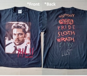 ★［ L ］「 SEVEN セブン Brad Pitt ブラッド・ピット 映画 ムービー ビンテージスタイル プリント Tシャツ (*BIO) 」新品