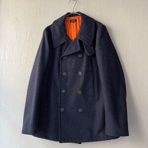 old A.P.C. Pコート / 1 ウール コットン ネイビー ビンテージ C4-09008-1660