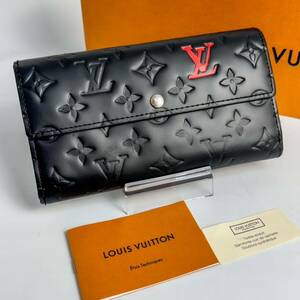 1円 極美品 LOUIS VUITTON ルイヴィトン ヴェルニ 長財布 マットブラック ブラック モノグラム サラ ウォレット 2b5
