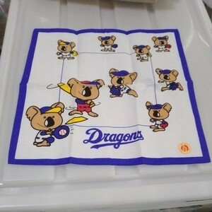 送料無料　珍品　レトロ　プロ野球　中日ドラゴンズ　コアラ　ハンカチ　新品　約27×27ｃｍ　日本製　綿100％　