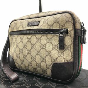 1円【希少/極美品】GUCCI グッチ セカンドバッグ クラッチバッグ 手持ち鞄 シェリーライン GGスプリーム レザー 本革 メンズ ビジネス