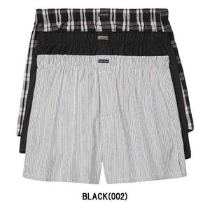 ※訳あり アウトレット Calvin Klein(カルバンクライン)ck トランクス 3枚セット メンズ 下着 前開き NB4006 BLACK(002) XLサイズ