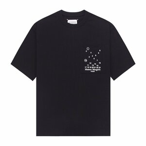 メゾンマルジェラ Maison Margiela tシャツ 半袖 黒 メンズ レディース 胸ポケット ナンバリングロゴ おしゃれ 簡約 トップス ファッション