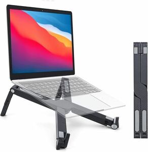 ノートパソコンスタンド 折畳式 2段階高さ調整可 軽量 シリコンゴム全面保護 猫背改善 PC、iPad、MacBook、Surface などに