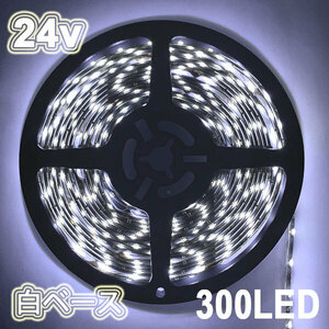 LEDテープライト 300連 24v 防水 5ｍ ホワイト正面発光 白ベース 送料無料