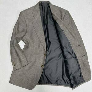 希少XL!最高級 スイス製 エルメネジルドゼニア Ermenegildo Zegna soft リネン シルク ウール 麻 2B 春夏 テーラード ジャケット 茶系 50