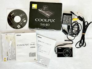 【動作確認済/SDカード付き】Nikon COOLPIX S640/ニコン クールピクス/ディープブラック/取扱説明書 CD 箱付き