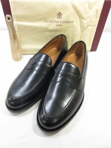 定価72.600円 未使用【OFFICINA SLOWEAR スローウエア】 130196 SW451 990 コインローファー スリッポン 靴 (メンズ) 42 黒 ■30SLZ151■