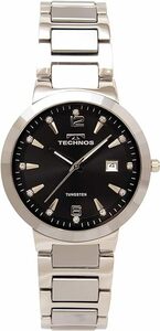 テクノスT9A98CBメンズタングステン使用　腕時計、ブラック、ブレスレットタイプ