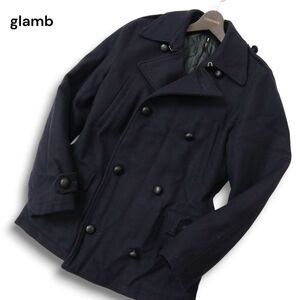 glamb グラム 秋冬 Burny P-COAT★ メルトン ウール 中綿 バーニー Pコート Sz.2　メンズ ネイビー 日本製　C4T10758_B#N