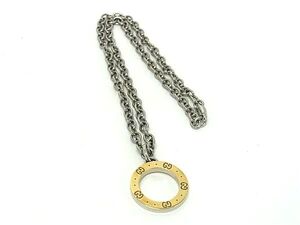 1円■美品■GUCCI グッチ アイコン スチール×K18 750 18金 ネックレス ペンダント アクセサリー ゴールド系×シルバー系 BN0901