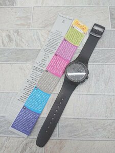 ◇ Θ ◎ swatch 動作未確認 SUSB400 クォーツ 3針 アナログ 腕時計 ウォッチ ブラック メンズ P