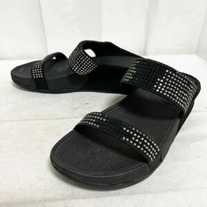 和331★① fitflop フィットフロップ サンダル ラインストーン シューズ 24 ブラック レディース