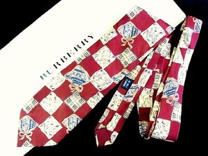 ♪今週の特売980円～♪3257♪良品【BURBERRY】バーバリー【ハンカチ スカーフ 花 植物 リボン チェック 柄】ネクタイ♪