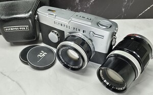 【終活整理】 OLYMPUS PEN-FT＋Zuiko 38mm f1.8＋100mm f3.5 単焦点2本セット 各動作良好 露出計OK シャッター快調 光学良好 ハーフサイズ