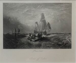 真作 J.M.W.Turner ウィリアム・ターナー 「Boat Off Calais」銅版画 コレクター所蔵品 I79