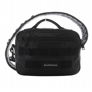 BALENCIAGA ARMY POUCH W/STRAP ショルダーバッグ クロスボディバッグ ハンドバッグ レザー アリーナラムスキン ロゴ 黒 669538 2BKPI