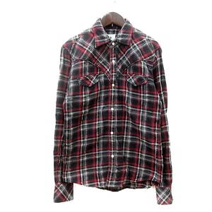 タケオキクチ TAKEO KIKUCHI シャツ チェック 長袖 2 黒 ブラック 赤 レッド /MN ■MO メンズ