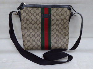 美品 GUCCI グッチ GGスプリーム シェリーライン PVCレザー クロスボディ ショルダーバッグ 387111 585795 D6-b