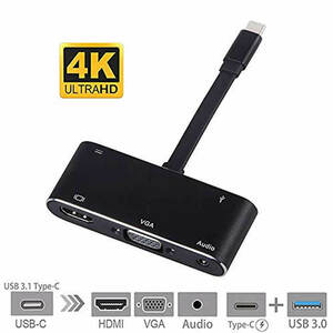 HDMI変換アダプタ USB C 4K 5in1 Type-C HDMI VGA Audio USB 3.0ポート MacBook Pro USB メス　ポート 変換 ケーブル tecc-hdmihenkan