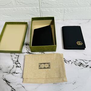 現行 未使用品●GUCCI グッチ●カードケース 名刺入れ 定期入れ●メンズ●レザー 本革●黒 ブラック●GG マーモント