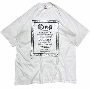 5千スタ【90s USA製 GOD The Serenity Prayer プリント TシャツXL】宗教 祈り ビンテージ 古着 jerzees FRUIT OF THE LOOM メッセージ