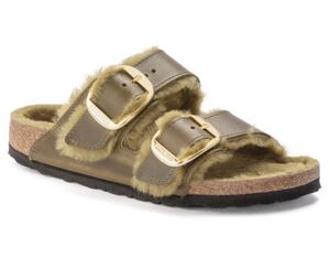 BIRKENSTOCK Arizona Big Buckle Shearling アリゾナ ビッグバックル ファー サンダル オリーブ 36 23cm シアリング ビルケン