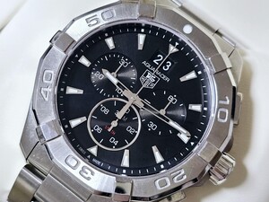 １円スタート☆TAGHEUER タグホイヤー AQUARACER アクアレーサー【CAY1110】ブラックダイヤル 純正ブレス