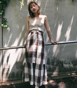 美品 MOUSSY マウジー フロントボタン リブ ノースリーブカットソー トップス レディース ベージュ サイズF*RC521