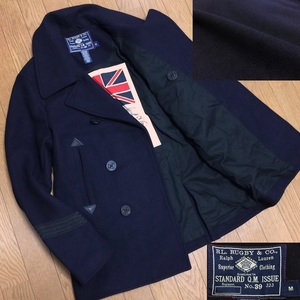 極美品 RALPH LAUREN RUGBY ラルフローレン ラグビー 上質 メルトンウール ダブルブレスト ナポレオン Pコート メンズ M 紺 ネイビー