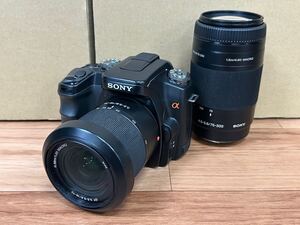 【た-1-57】60 SONY α100 デジタル一眼レフカメラ DSLR-A100 望遠ズームレンズ付き 動作未確認 ジャンク品