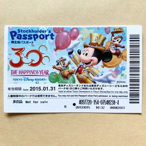 【使用済】 ディズニーパスポート 株主優待 30周年記念 ミッキーマウス チップ&デール