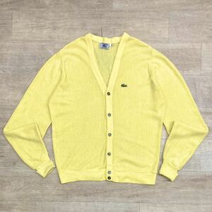 70s〜80s【IZOD LACOSTE】カーディガン size M レモンイエロー USA製 糸巻きタグ ヴィンテージ/アイゾッド ラコステ ニット 黄色