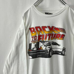 バックトゥザフューチャー　デロリアン　ロングTシャツ　ムービーT 　XLサイズ 白　ホワイト