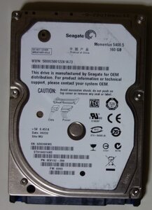 3808 2.5インチ内蔵SATAハードディスク 9.5mm 160GB Seagate ST9160310AS 使用69時間 Mac/Win