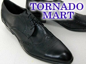 ▼送料無料▼新品▼トルネードマート革靴L(27㎝)▼TORNADOMART▼黒▼シューズ▼ウィングチップ