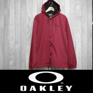 【新品:SALE】20 OAKLEY 75 HOODIE COACH JACKET - RASPBERRY - M 撥水 コーチジャケット パーカー 正規品