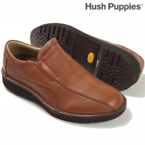 【新品】定価2万ハッシュパピー Hush Puppies 大塚製靴《軽量 ビブラムソール》本革 スリッポン ウォーキング シューズ ブラウン 25cm 4E