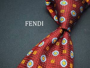 美品【FENDI フェンディ】 C1331 ワイン ロゴ SILK ブランド ネクタイ 古着 良品