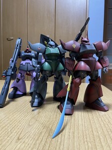 MG ゲルググキャノン ジョニーライデンver.1.0 MG 量産型ゲルググver.1.0 MG リック・ドムver.1.0 ガンプラ 塗装済品 箱無し 三体セット