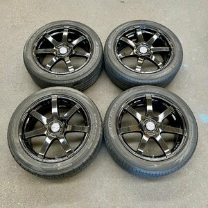 タイヤ付き社外ホイール4本セット　ENKEI PF07(エンケイ)　SBK　18×7 1/2J　+48　114.3　5穴　225/50R18　2021年製　3ミリ