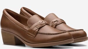 送料無料 Clarks 25.5cm ヒール ローファー フラット ブラウン レザー ローファー スリッポン スニーカー パンプス ブーツ RRR219