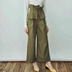 31 sons de mode ハイウエストワイドパンツ　グリーンレディース　36 カーキ 